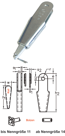 Open wedge socket acc. to former DIN 15315