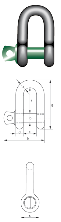 Green Pin  Shackles straight type with eye bolt