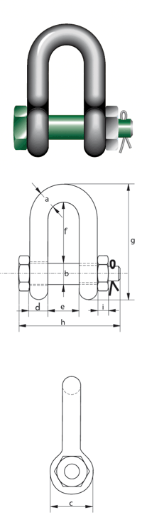 Green Pin  Shackles straight type with safety bolt, nut and cotter