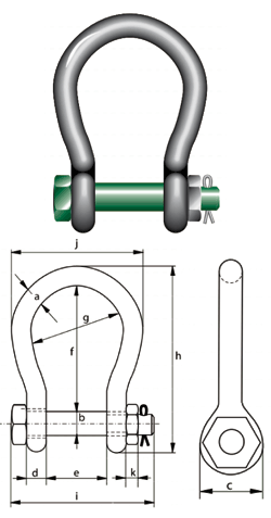 Super Green Pin  wide mouth shackles