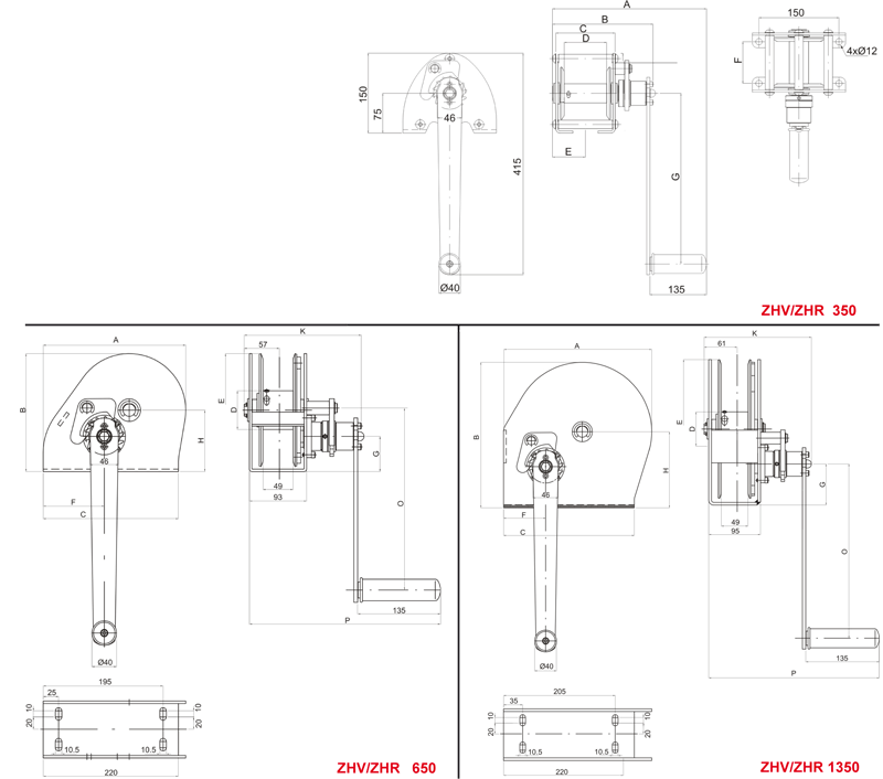 Self locking manual winche ZHV & ZHR