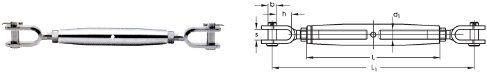 ASS Rigging screw, Maxi type with jaw and jaw welded