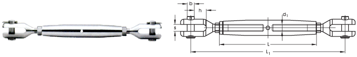 ASS Rigging screw, Maxi type with jaw and jaw machined