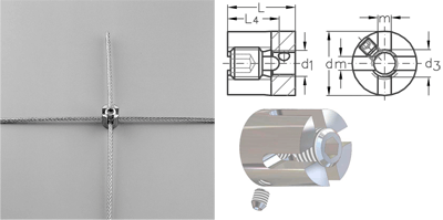 NIRO Cross-over clip, simple with connection to the wall M8