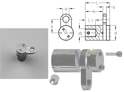 ASS Cross-over clip with connection to the wall M12 and eye connector