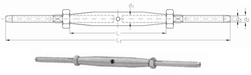 NIRO Rigging Screw with terminal and terminal, Standard type