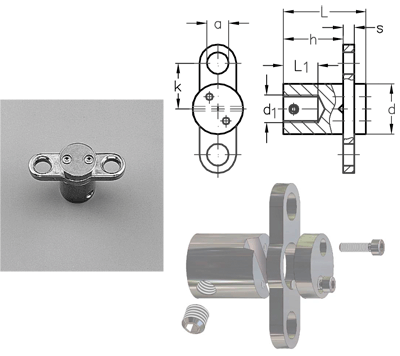 ASS Cross-over clip with connection to the wall M12 and two eye connectors