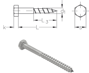 NIRO Hexagon wood screw