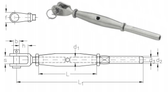 ASS Rigging Screw with jaw and terminal, Mini type