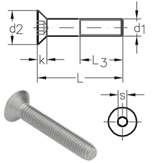 NIRO Countersunk bolt