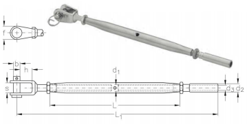 ASS Rigging Screw with jaw and jaw long type, Super-Mini type