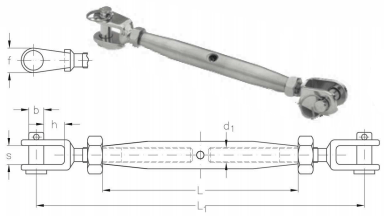 NIRO Rigging Screw with jaw and jaw, Standard type