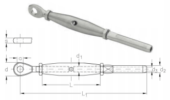 ASS Rigging Screw with eye and terminal, Mini type