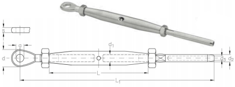 NIRO Rigging Screw with eye and terminal, Standard type